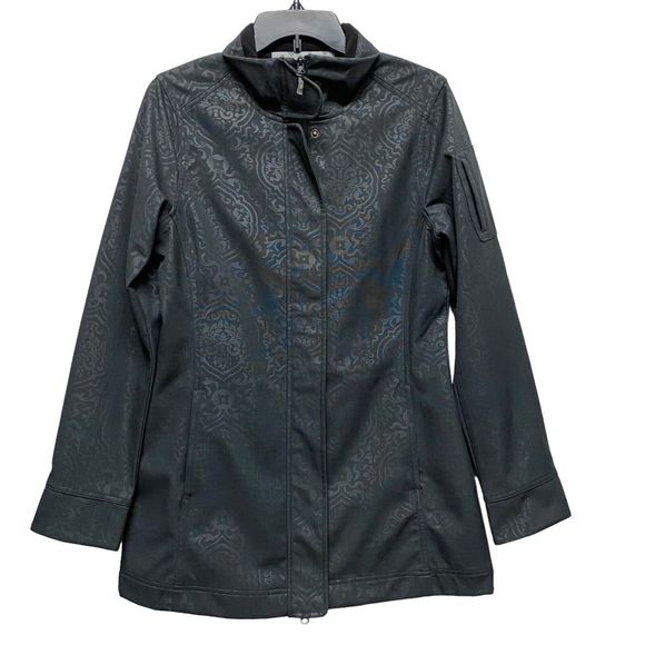 ATHLETA Women’s Small Tear Away B4 You Play Coat Jacket Gray Damask Print